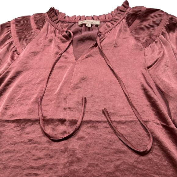 Philosophy Republic Clothing Pink Solid Ruffle Long‎ Sleeves Blouse Poly M (275) - Picture 9 of 10